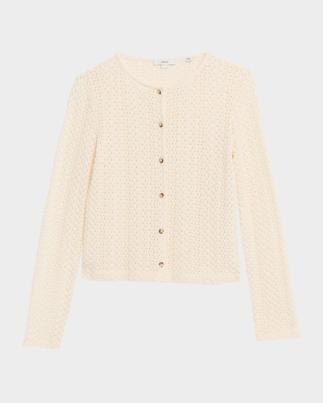 Open-Knit Crewneck Cardigan